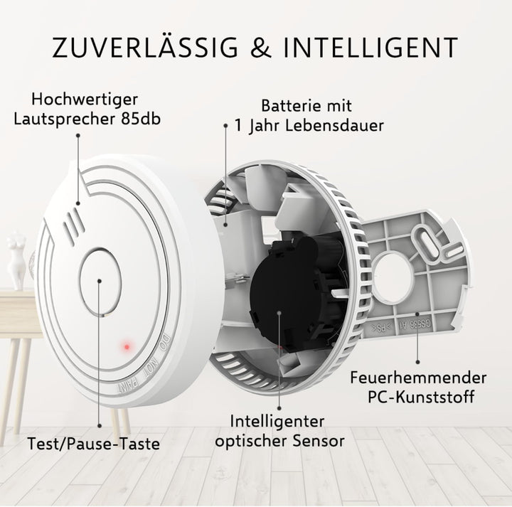 ELRO FS1801 Rauchmelder - Entspricht der Europäischen Norm EN14604 - 10 Stück