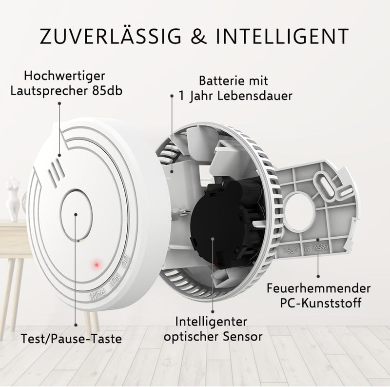 ELRO FS1801 Rauchmelder - Entspricht der Europäischen Norm EN14604 - 10 Stück