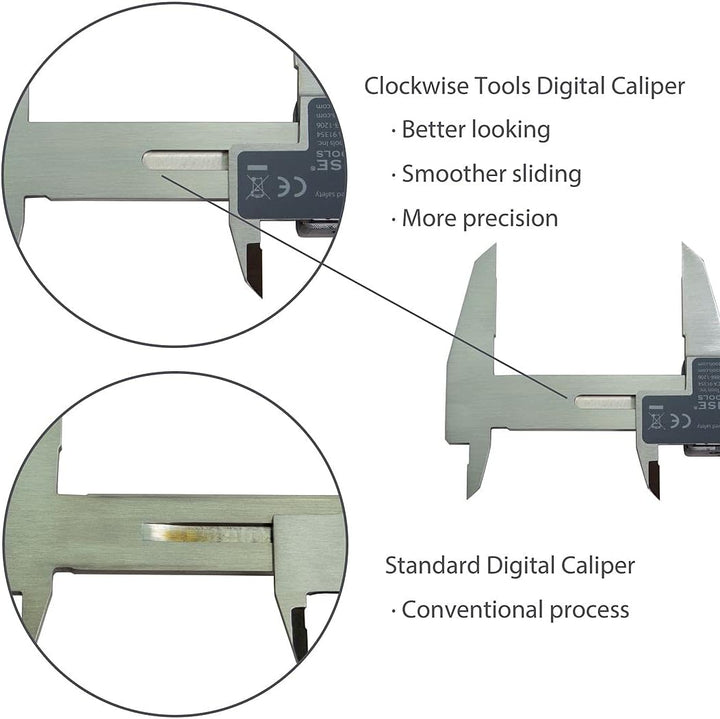 Clockwise Tools DCLR-0805 Elektronischer Digitaler Mikrometer Messschieber Zoll/metrisch/Brüche 0-8