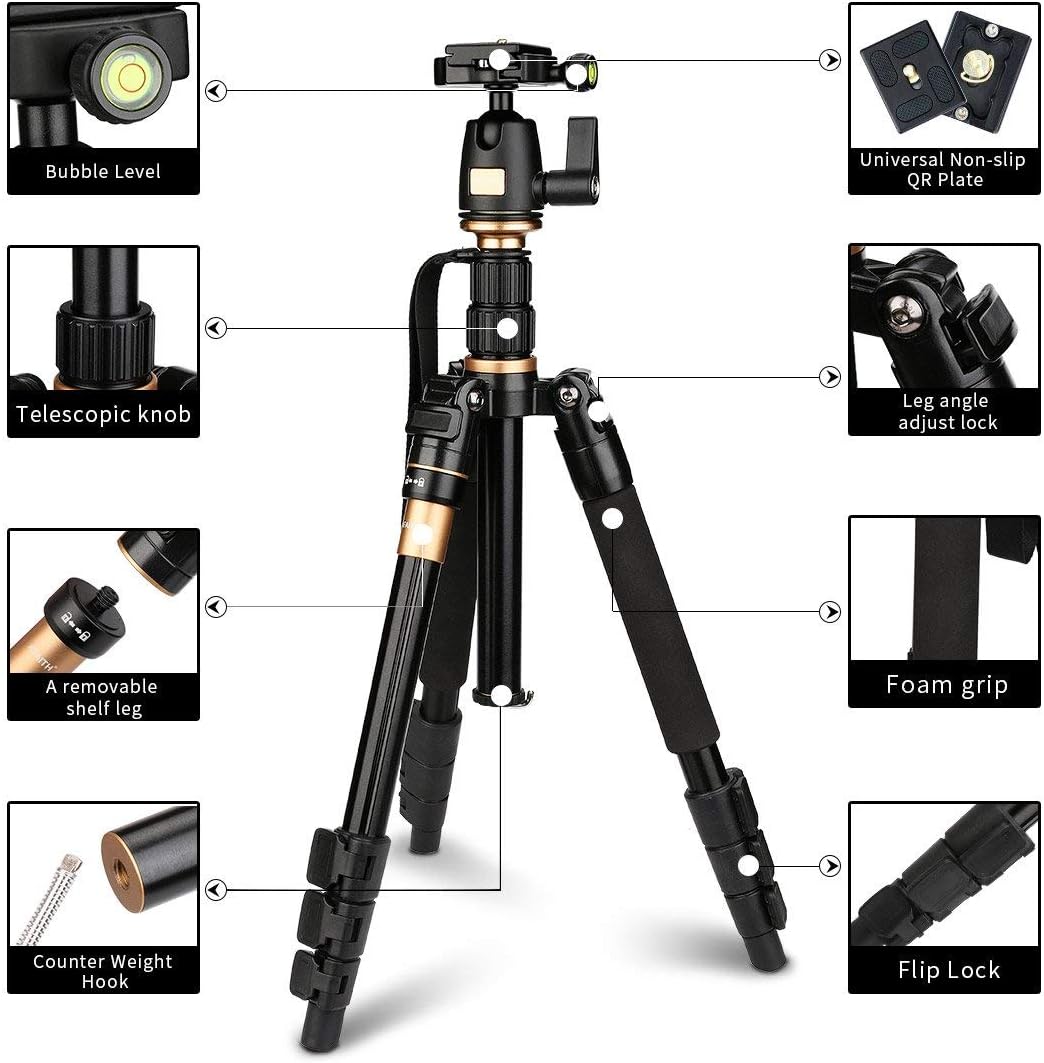 AFAITH Professional Stativ Tragbare Magnesium-Aluminiumlegierung Stativ Monopod &amp; Kugelkopf für SLR-