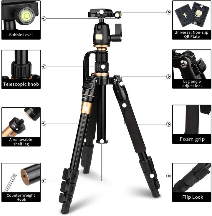 AFAITH Professional Stativ Tragbare Magnesium-Aluminiumlegierung Stativ Monopod &amp; Kugelkopf für SLR-