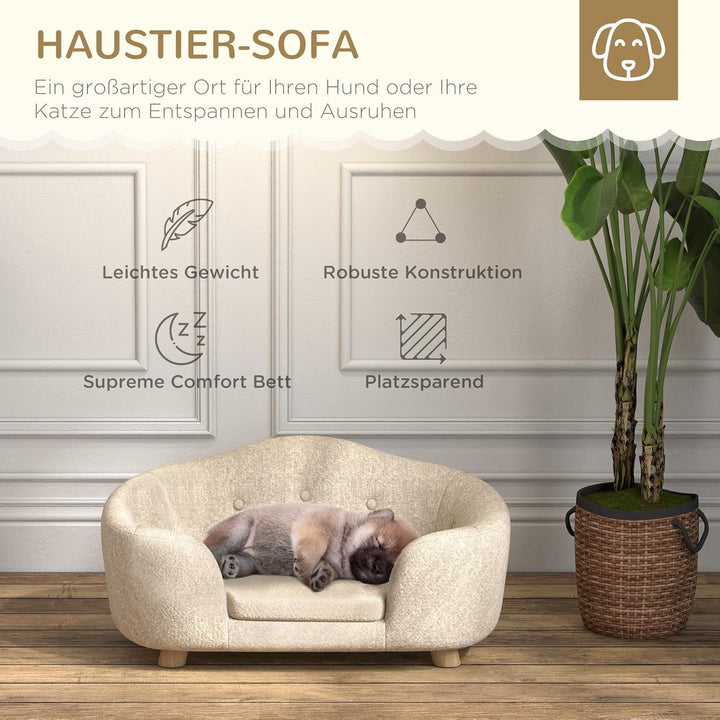 PawHut Haustiersofa Hundematte Hundebett Hundesofa Hundecouch Katzen Sofa mit Kissen Rückentasche Pl