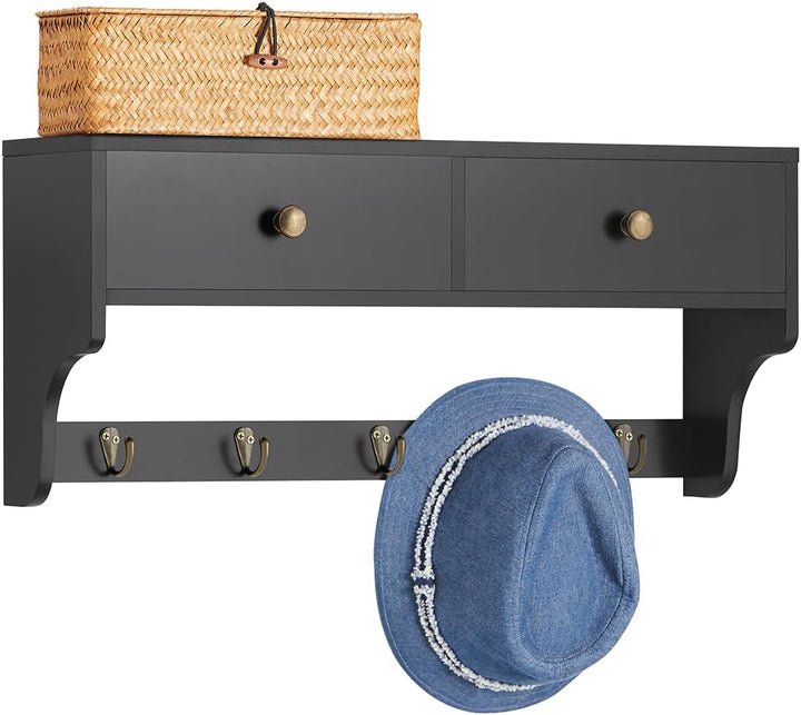 SoBuy FRG178-SCH Wandschrank Wandgarderobe Wandregal Garderobenleiste Hängeregal mit 2 Schubladen un