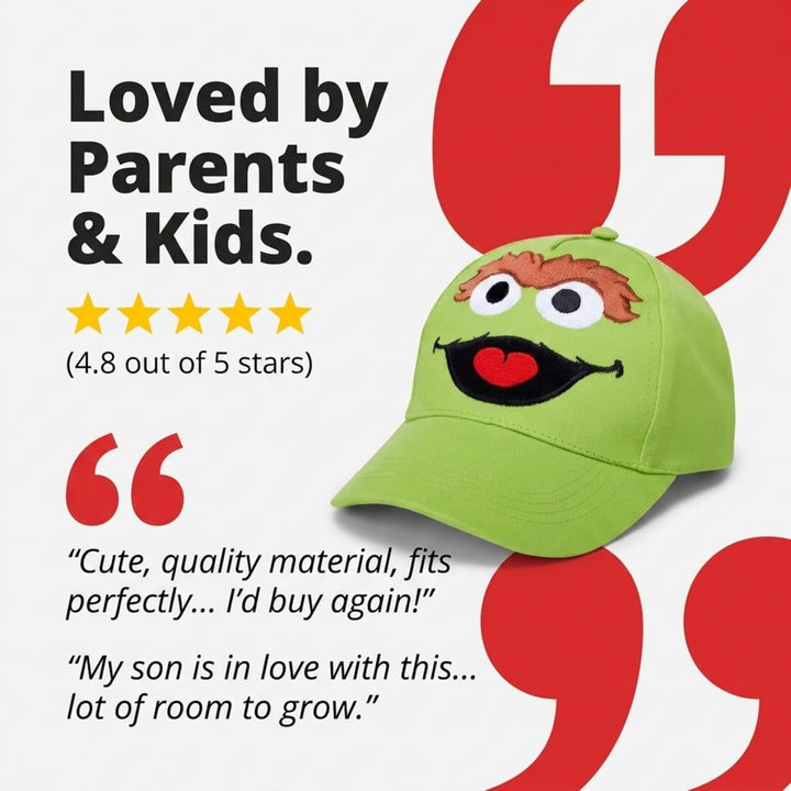 Sesame Street Boys Elmo Cotton Baseball Cap (Ages 2-4), Size Ages 2T-4T, Oscar The Grouch