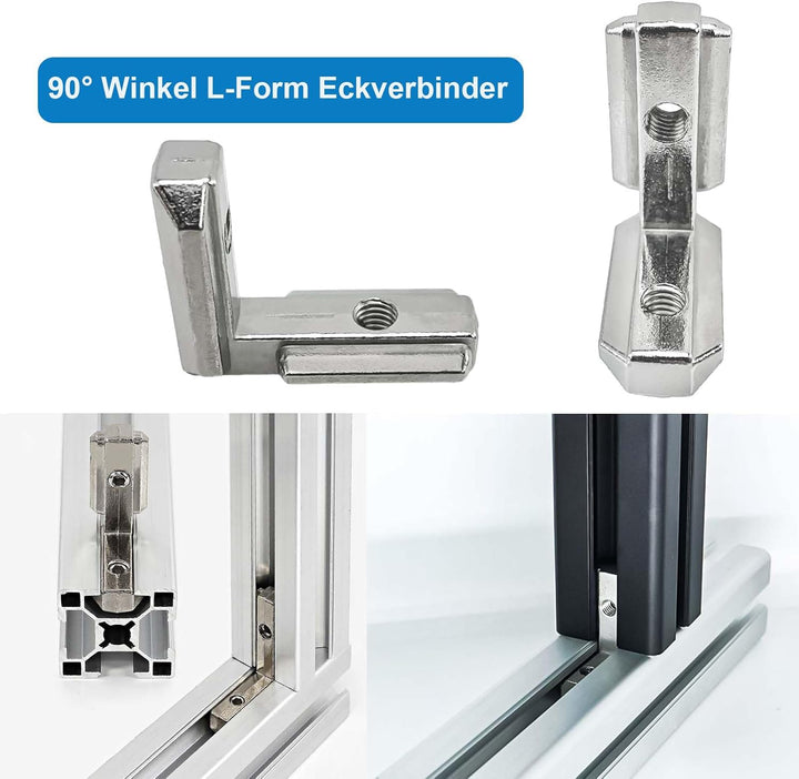 T-Nut Innenwinkel Eckverbinder Profilverbinder, 20 Stück Aluprofil 4040 Nut 8 M6 Aussenwinkel T Slot