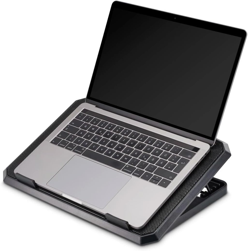 Hama Laptop-Kühler Black Metal, neigbar, leise, 2 Lüfter, 40 cm (15,6), Schw.