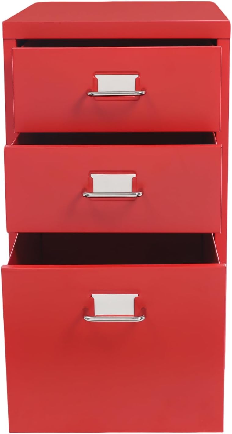 Rollcontainer, Mobiler Aktenschrank mit 3 Schubladen, Büroschrank mit Rollen, Metall Schreibtisch Un