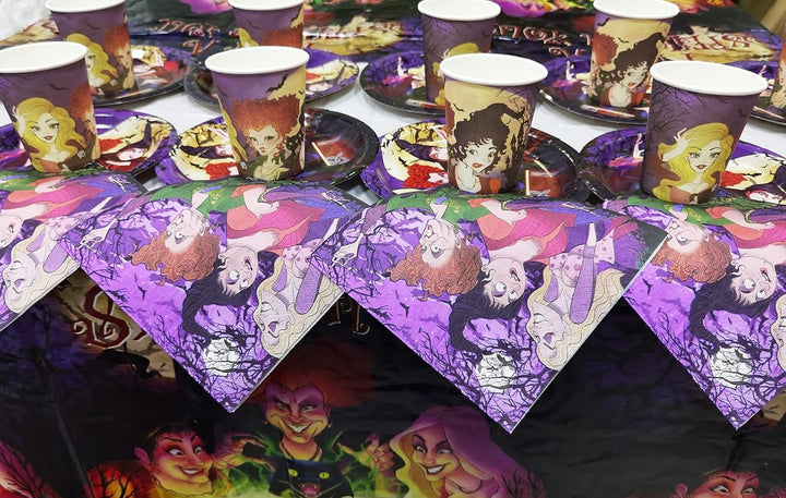 Hocus Pocus Thema Partygeschirr,Party Dekoration Grusel Hexen Witch Sisters,Crazy Partygeschirr Gebu