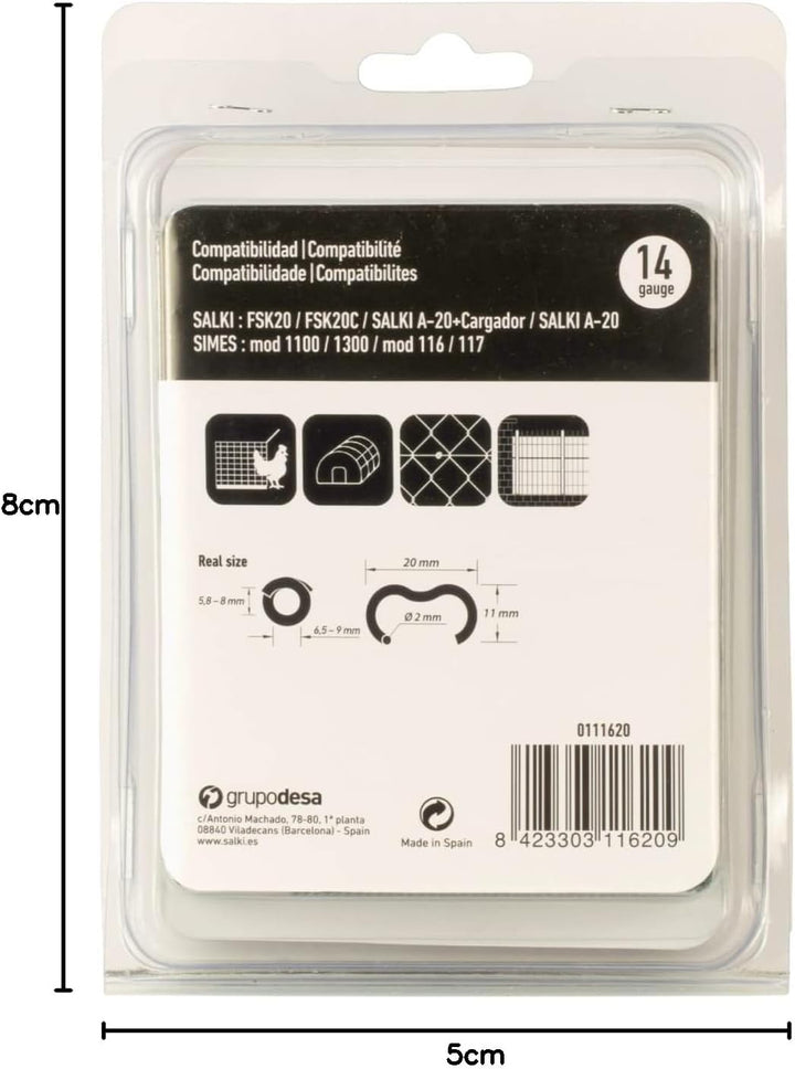 Zaunklammern Ω20 SALKI - Blister mit verzinkten Stahlringklammern Omega-20, 2 mm Durchmesser, ideal