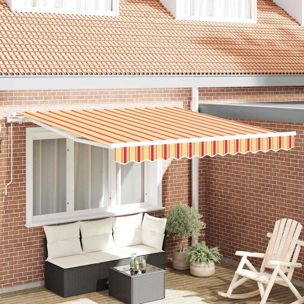 vidaXL Einziehbare Markise Gelb und Orange 300 x 250 cm Stoff, Moderner Rechteckiger Terrassensonnen