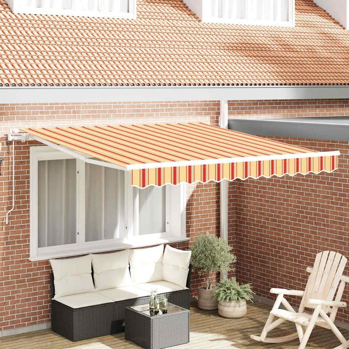 vidaXL Einziehbare Markise Gelb und Orange 300 x 250 cm Stoff, Moderner Rechteckiger Terrassensonnen