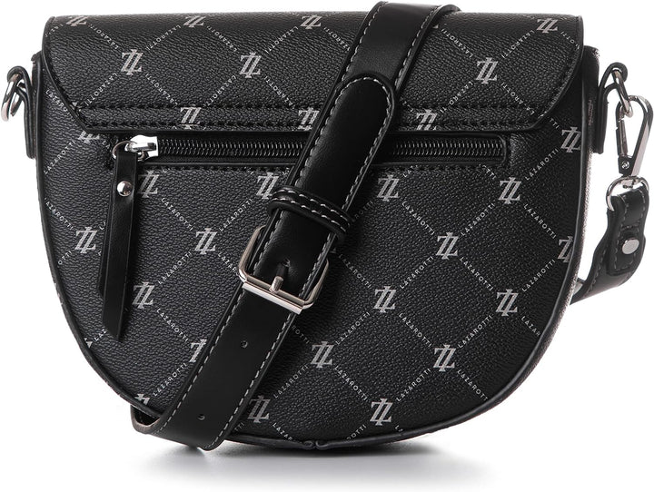 Lazarotti Palermo Umhängetasche Damen | verstellbarer Schultergurt | Halfmoon Bag 21cm Schwarz, Schw
