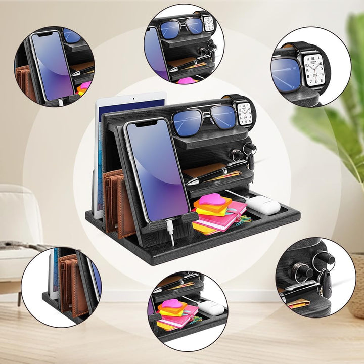Geschenke für Männer Geschenke zu Valentinstag Holz Telefon Dockingstation Nachttisch Organizer Vate