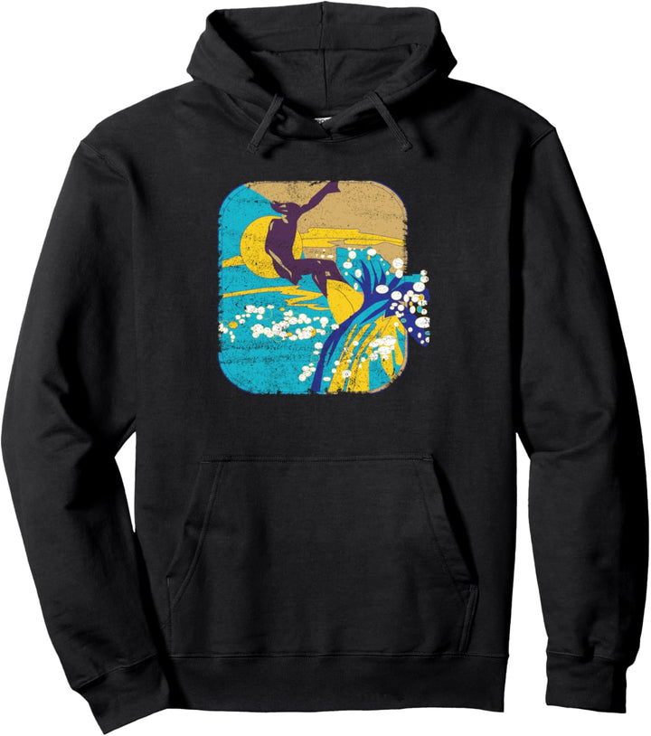 Strand-Surfen Abstrakter Surfer auf Wellen reitend Pullover Hoodie