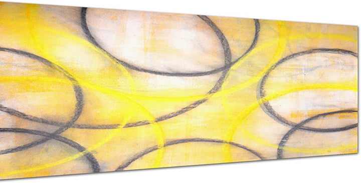 Paul Sinus Art Panoramabild auf Leinwand und Keilrahmen 150x50cm Malerei abstrakt gelb grau