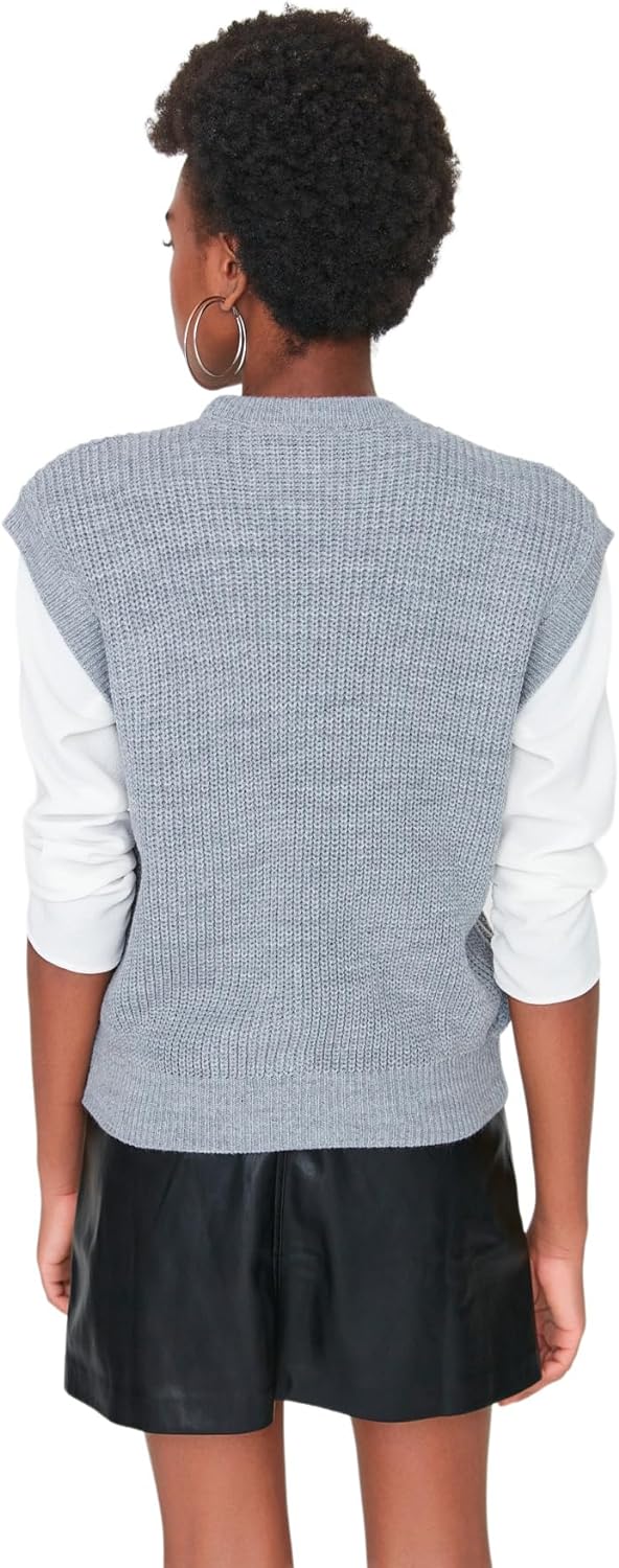 TRENDYOL Damen Patterned Knitwear Sweater, Grau, S EU