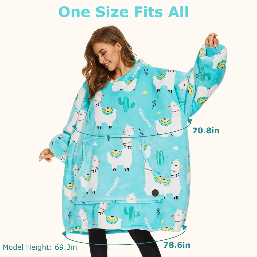 THREE POODLE Decken Hoodie Damen, Oversize Hoodie Decken Pullover Kuschelpullover für Damen Herren K