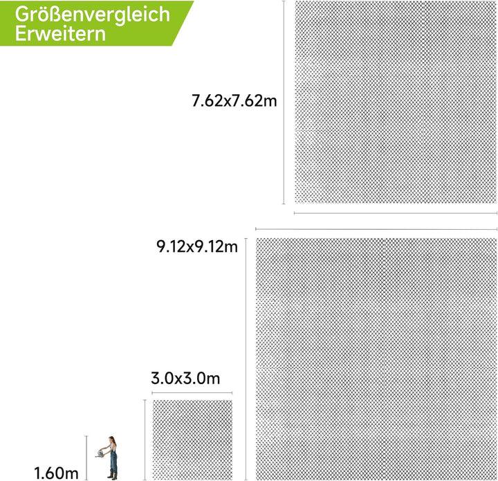 Teichnetz Feinmaschig 7.62x7.62m（58m²） Vogelschutznetz - Schwarz Teichnetz mit 12 Bodenankern | Witt