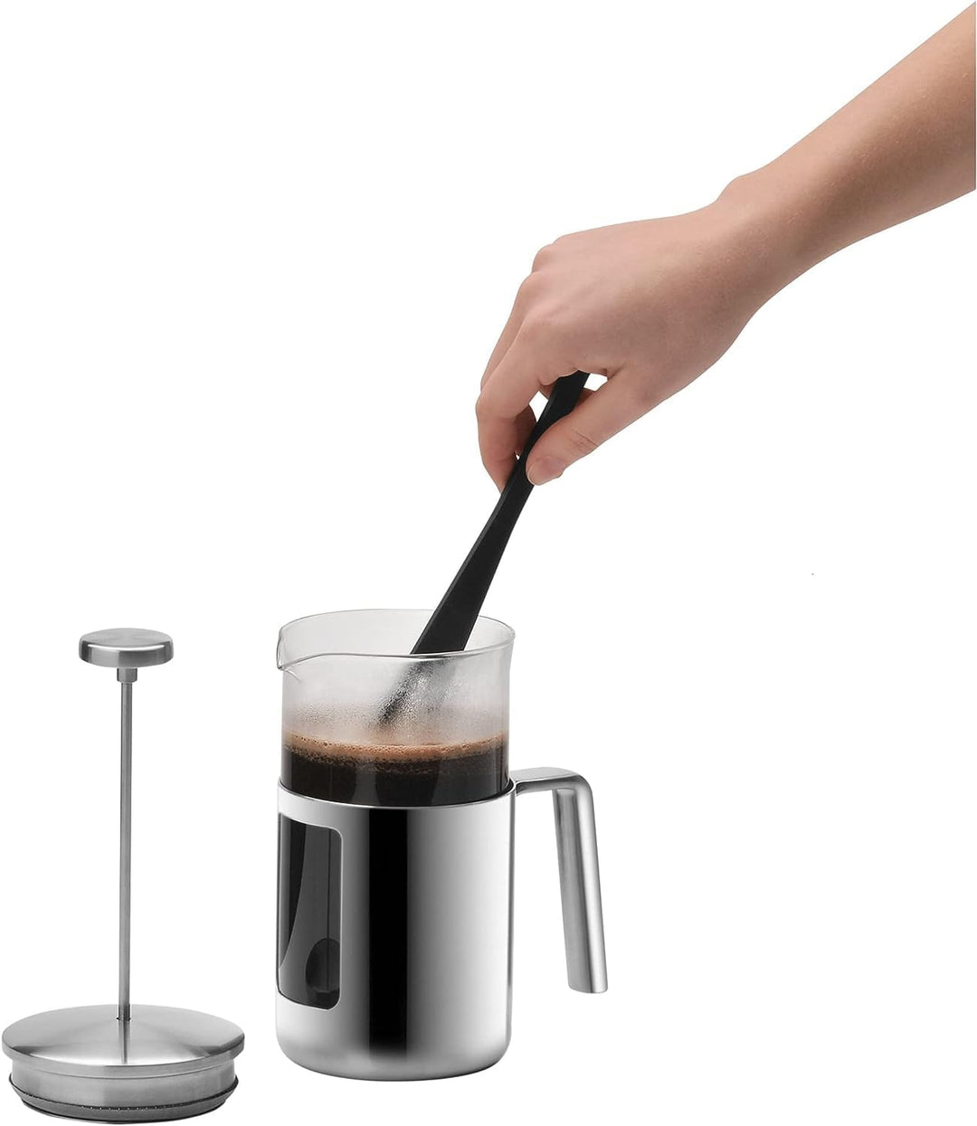 WMF Kult Coffeepress 1l, French Press, Kaffeebereiter für 6 Tassen, Glas, Cromargan Edelstahl mattie