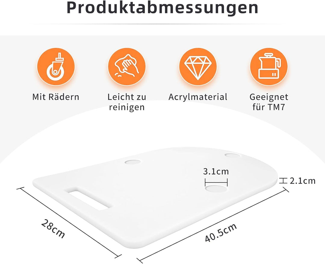 Gleitbrett für Thermomix TM7, Acryl Brett für Thermomix Zubehör TM7 mit Rollen, Müheloses Verschiebe