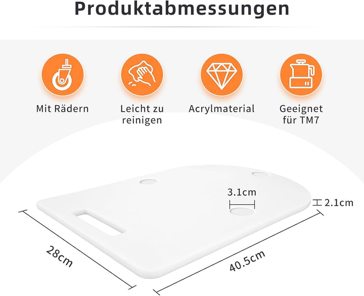 Gleitbrett für Thermomix TM7, Acryl Brett für Thermomix Zubehör TM7 mit Rollen, Müheloses Verschiebe