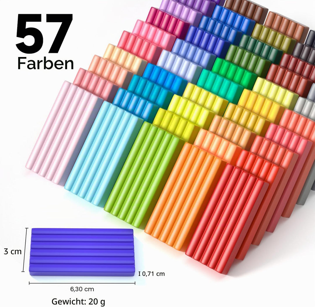 Polymer Clay, Shuttle Art 57 buntes Weich-Ton-Set, 1,55 kg/ 3,4 lb, ofenhärtende Modelliermasse Set,
