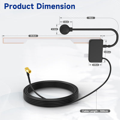 Eightwood DAB Antenne Auto FM AM SMB Digtial DAB Autoradio Antenne mit 3 Meter DAB Scheibenantenne G