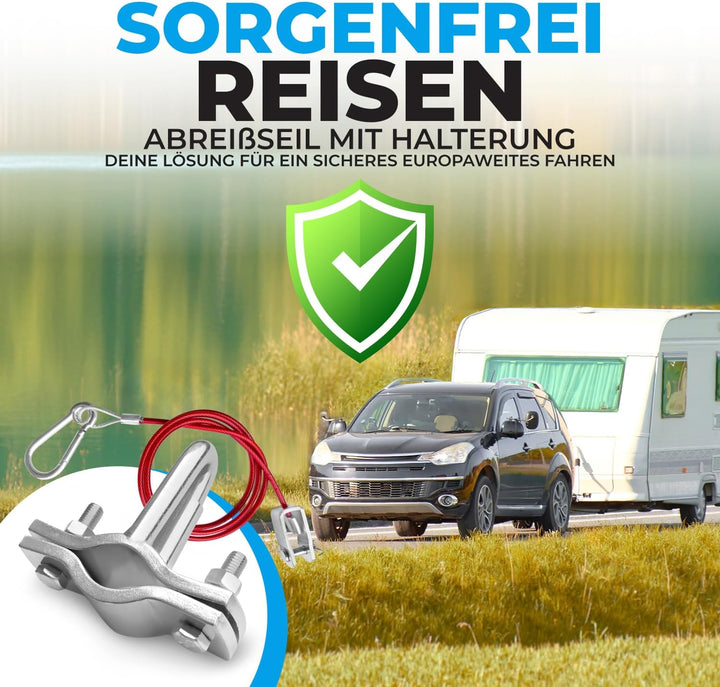 Abreissseil inkl. Hollandöse. Komplettset für Anhänger, Wohnwagen & Trailer. Einfache Montage, unive