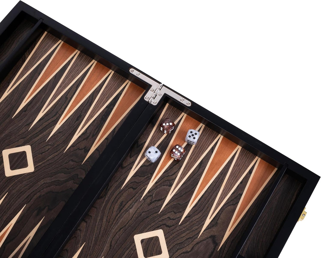 Engelhart- 250547 - Luxus-Backgammon – 18 Zoll – Nussbaumfurnier, lackiert 18 Zoll Walnuss-wurzelhol