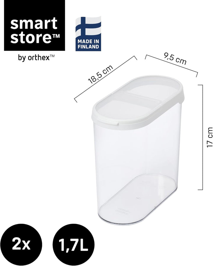 SmartStore Vorratsdose, 2er Set, BPA-frei, 1,7L, Vorratsbehälter mit Deckel I Stapelbar, Transparent