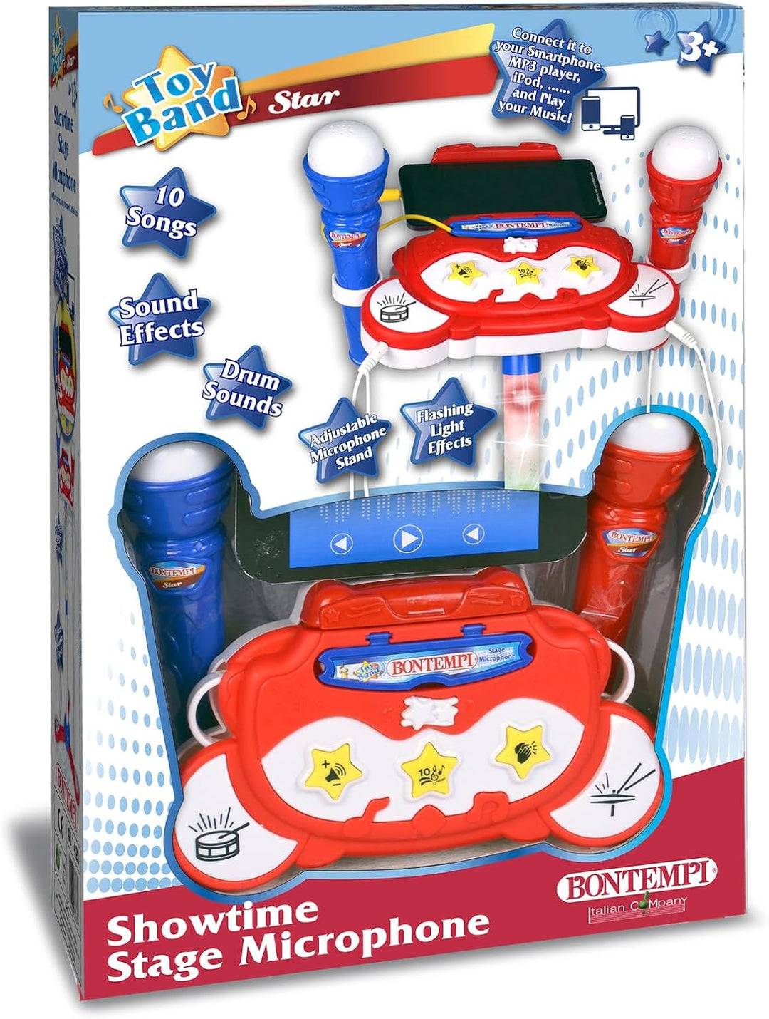 Bontempi | TwinStage Mic - Doppeltes Bühnenmikrofon mit MP3-Anschluss für atemberaubende Performance
