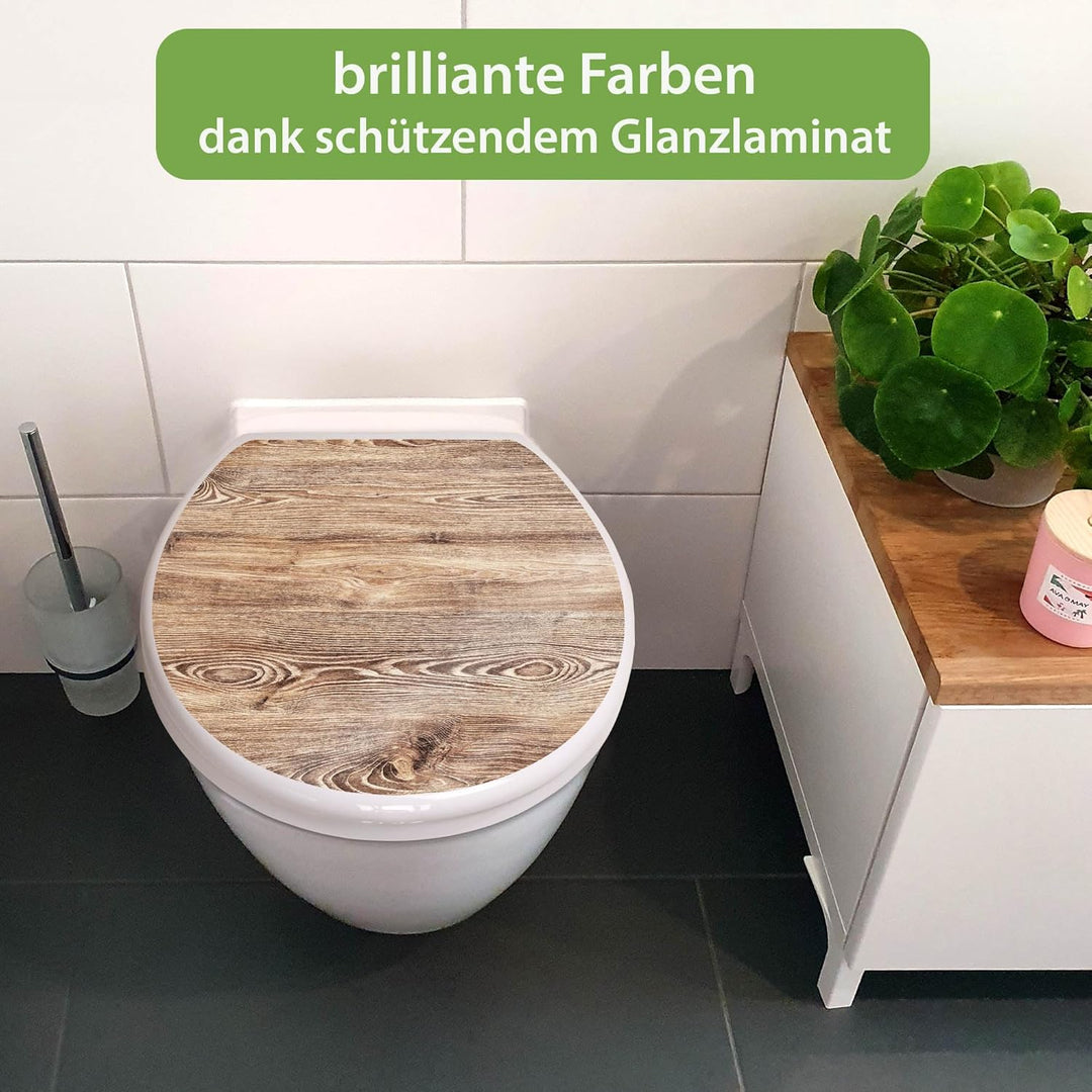 banjado Toilettendeckel mit Absenkautomatik 44,5x37cm - Soft Close Toilettensitz - WC Sitz mit Absen