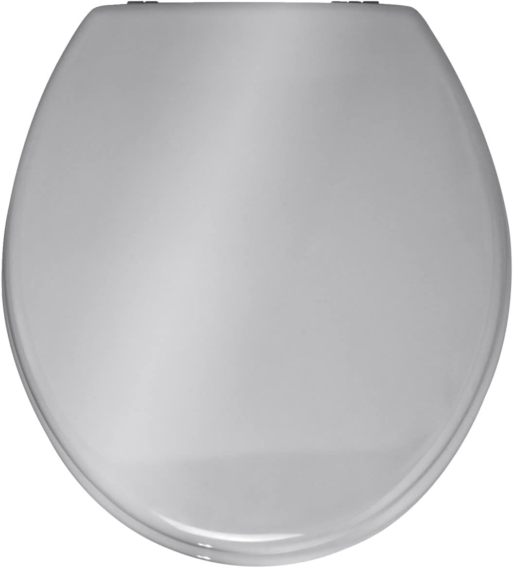 WENKO WC-Sitz Prima Silber glänzend, hochwertiger Toilettensitz im Retro-Style, WC-Deckel inkl. Wand