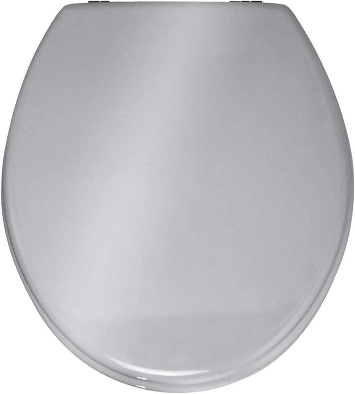 WENKO WC-Sitz Prima Silber glänzend, hochwertiger Toilettensitz im Retro-Style, WC-Deckel inkl. Wand