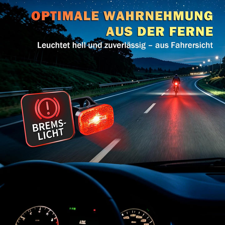Fahrradlicht Set 100 Lux StVZO, USB-C Akku Vorderlicht + Rücklicht mit Bremslichtfunktion, wasserdic