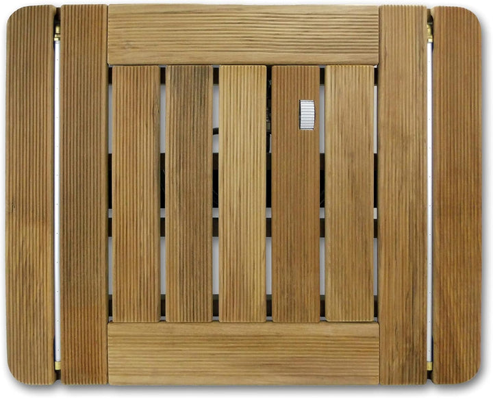 @tec Bodendusche Set aus Gartendusche und Wasserschlauch 15m, Campingdusche aus massivem Teakholz zu