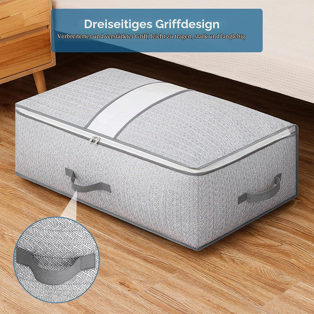 2 Stück Unterbettkommode, Unterbett Aufbewahrungsbox mit Deckel, Faltbare Kleidung Aufbewahrung Aufb