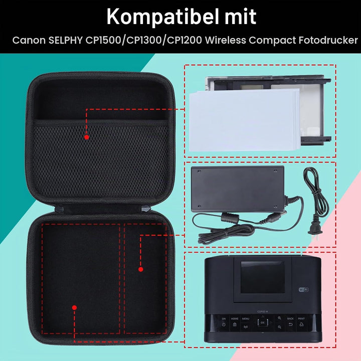 Hart Reise Schutz Hülle Etui Tasche für Canon SELPHY CP1500 / CP1300 / CP1200 Mobil Tragbar Unterweg