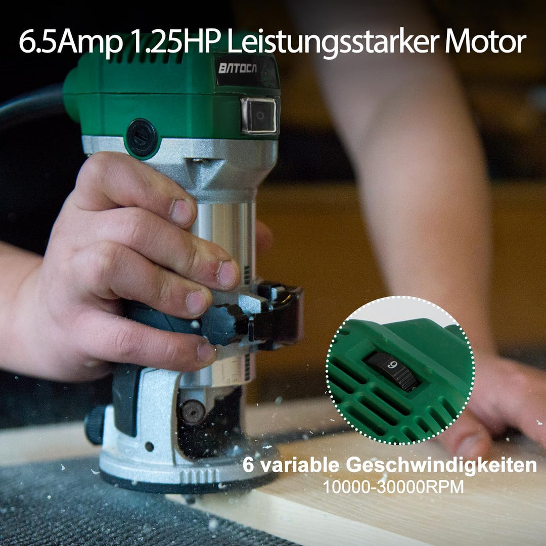 BATOCA Oberfräse Professional Kantenfräse für die Holzbearbeitung, 6 Variable Drehzahl, Elektrischer