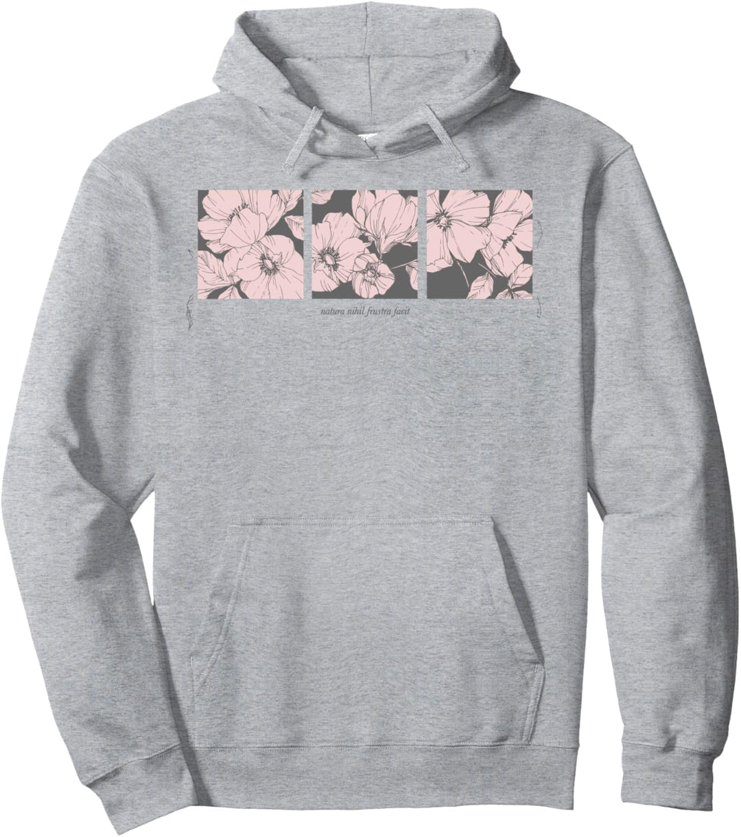 Trendy Boxed Flowers Pullover Hoodie