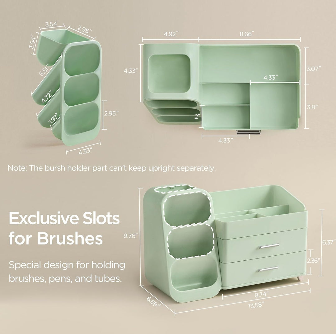 hblife Makeup Kosmetik Organizer mit Schubladen, Pinsel Organizer, 3-in-1 Plastic Kosmetik Aufbewahr