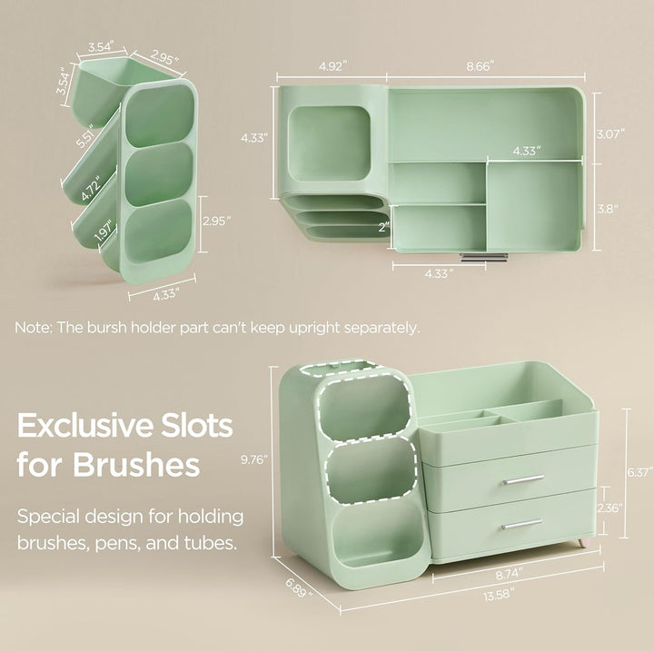 hblife Makeup Kosmetik Organizer mit Schubladen, Pinsel Organizer, 3-in-1 Plastic Kosmetik Aufbewahr
