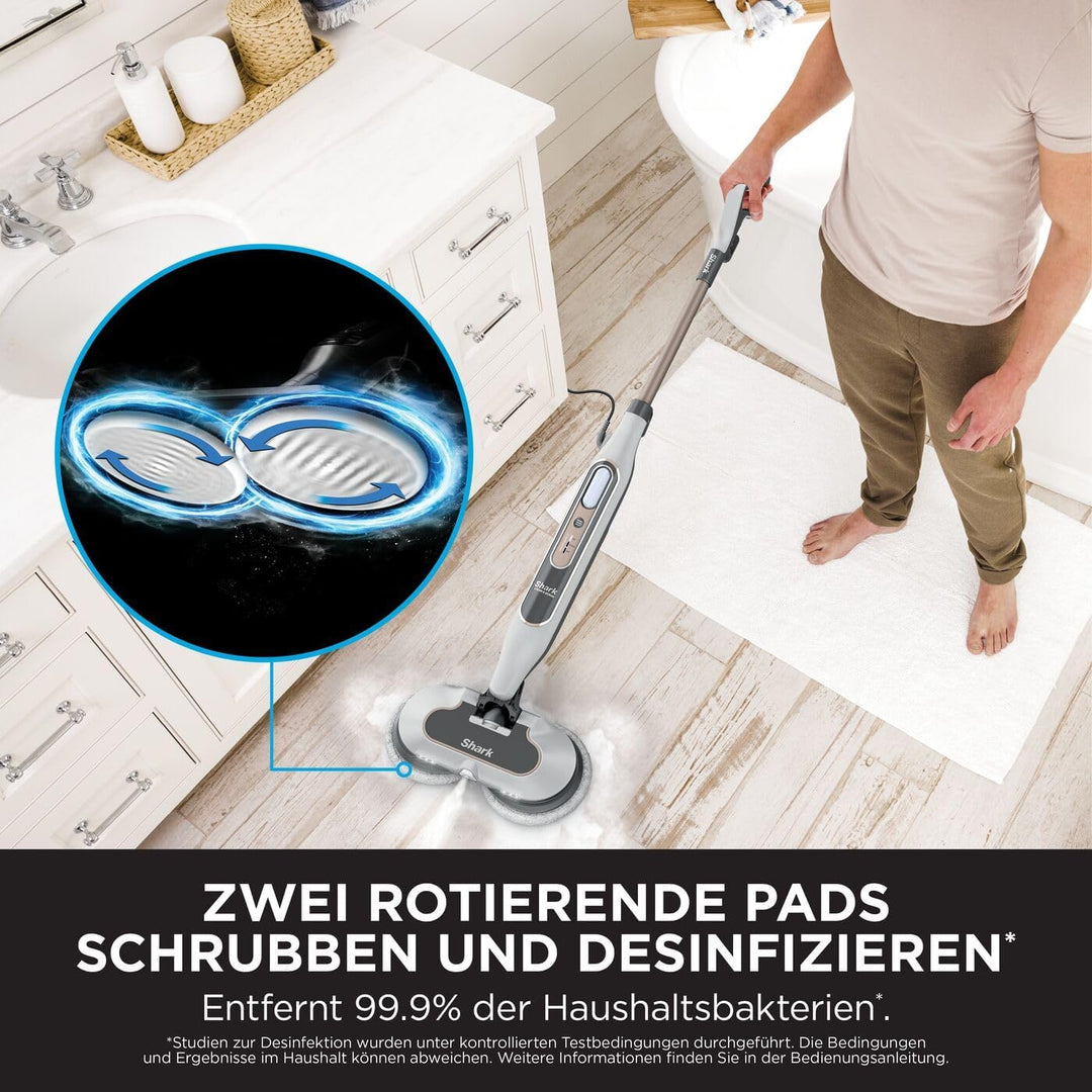 Shark Dampfreiniger, automatischer Dampfbesen mit Steam Blaster, 2 rotierende Power Pads, 3 Dampfstu