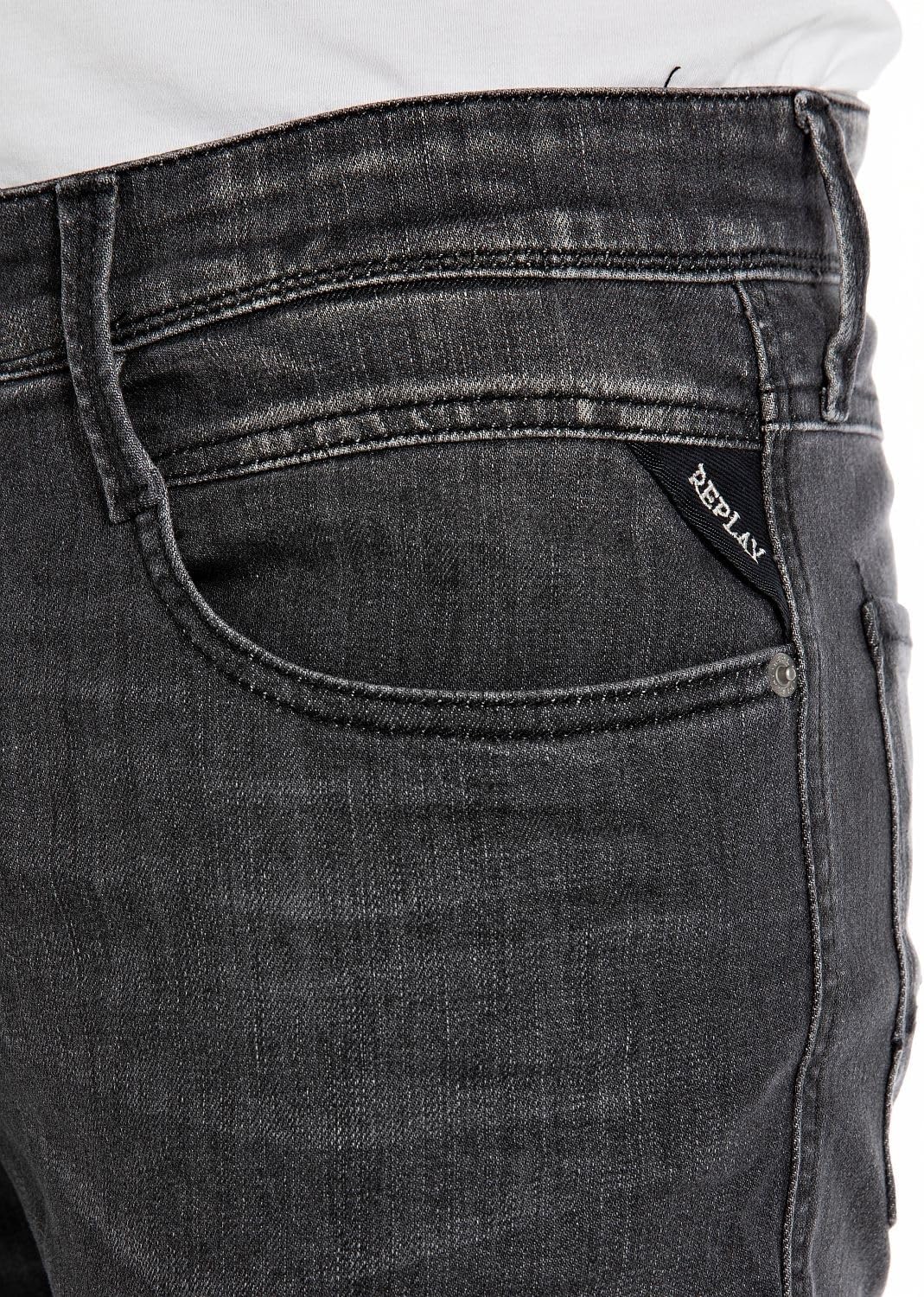 Replay Herren Jeans Anbass Slim-Fit mit Power Stretch 31W / 34L Dark Grey 097-1, 31W / 34L Dark Grey