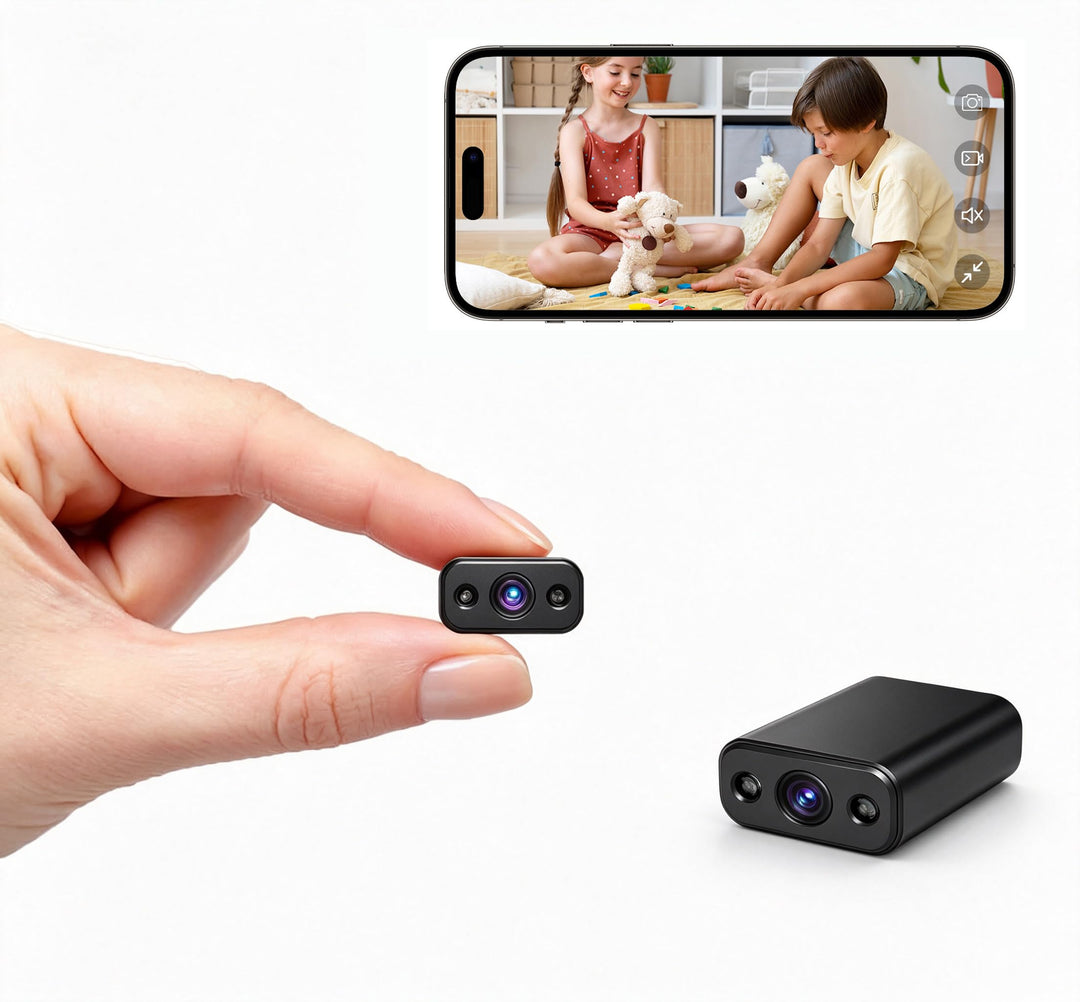 Mini Kamera, 4K Überwachungskamera Innen Akku Schwarz, Schwarz