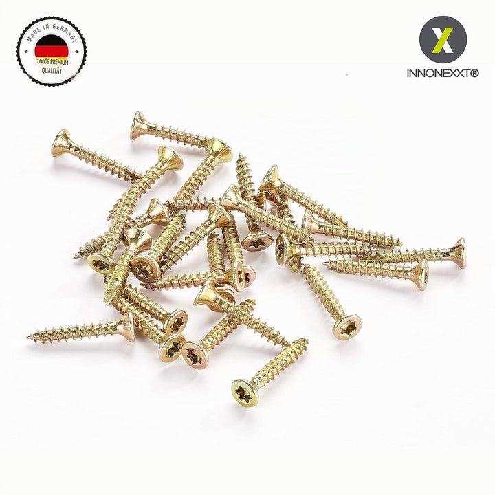 INNONEXXT® Premium Spanplattenschrauben | 3,0 x 20 mm | Fräsrippen | Cut-Spitze | Terrassenschrauben