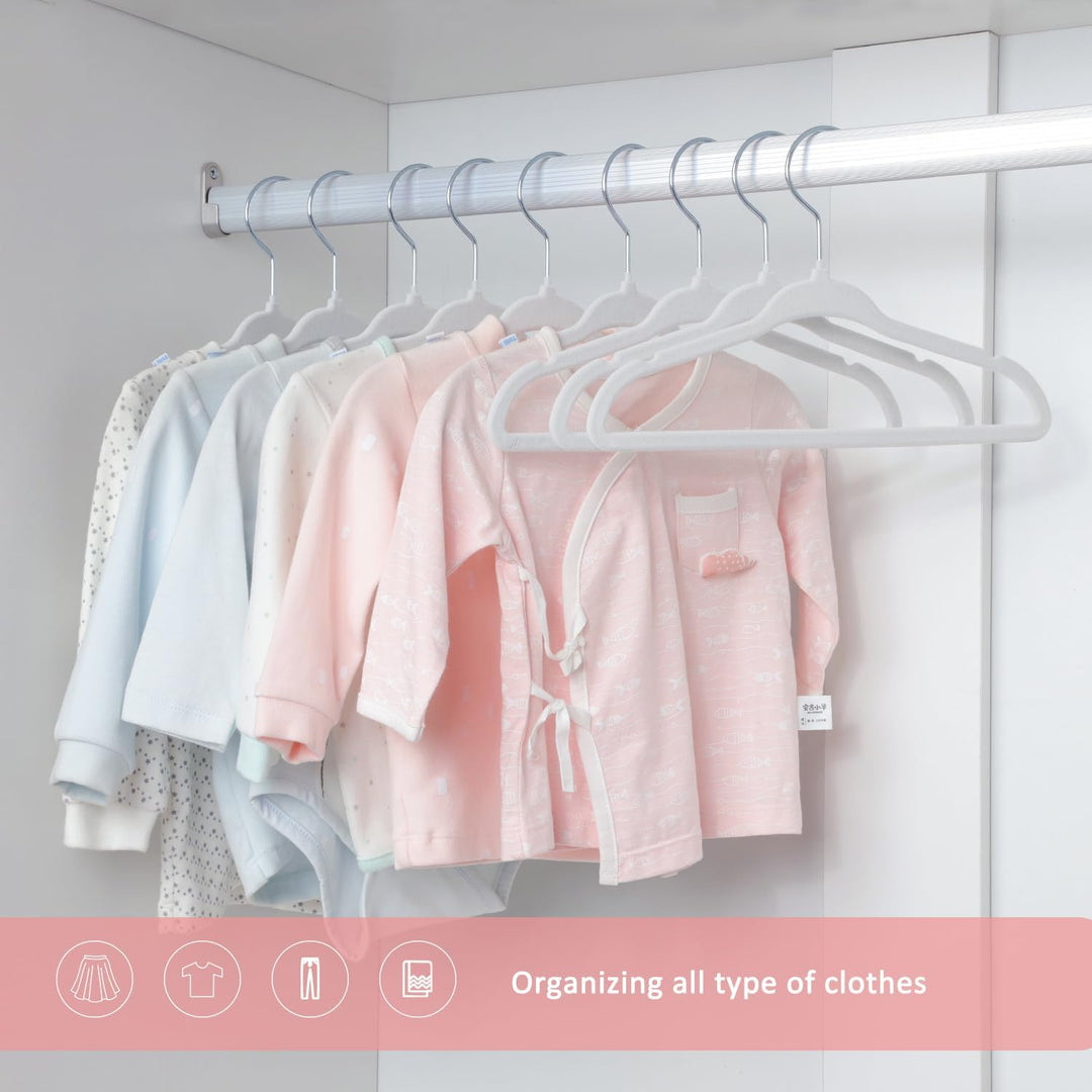 ManGotree Baby-Kleiderbügel aus Samt, Kleinkind-Kinderbügel mit Drehbarem Haken, Gekerbtes Schulter