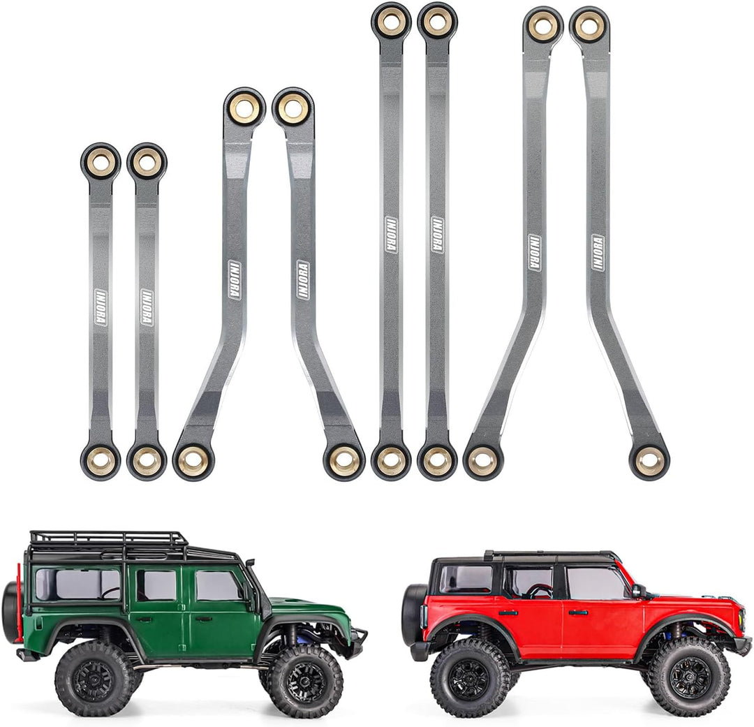 INJORA Hohe Clearance Links CNC Aluminium Link für 1/18 TRX4M Upgrade RC Crawler, Grau, Grau