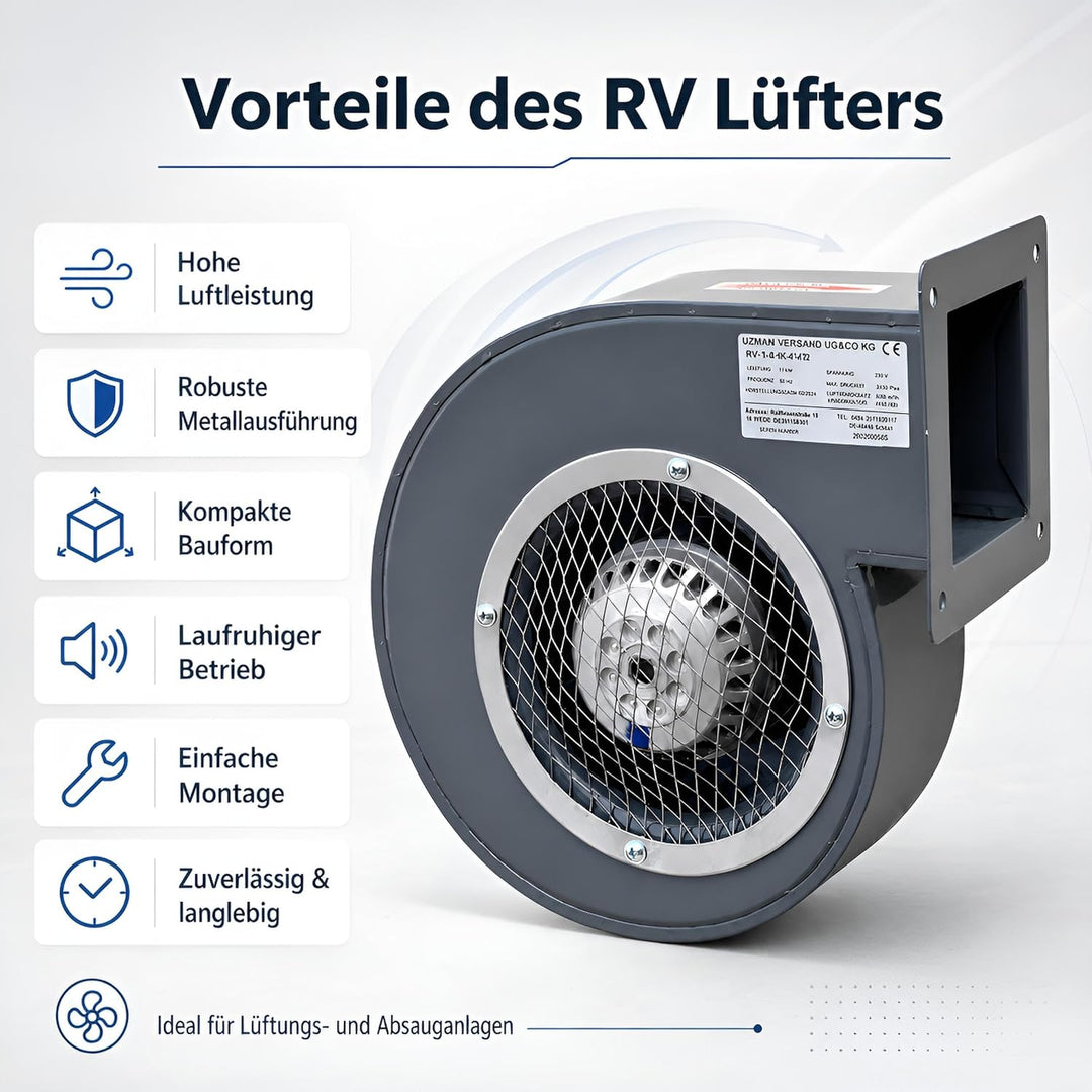 UZMAN Radiallüfter Industrie Druckgebläse Radial Gebläse Kesselgebläse Schmiedefeuer Radialventilato