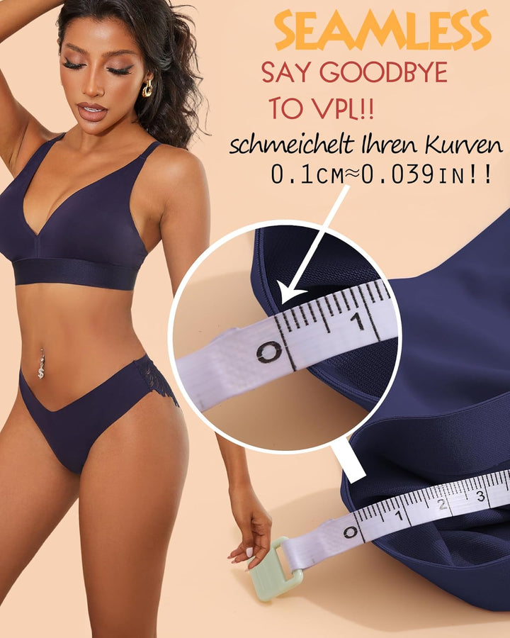 ALL OF ME 6er Pack Seamless Unterwäsche Damen Slip Nahtlos Spitzen Slips Frauen Unterhosen Spitze Se